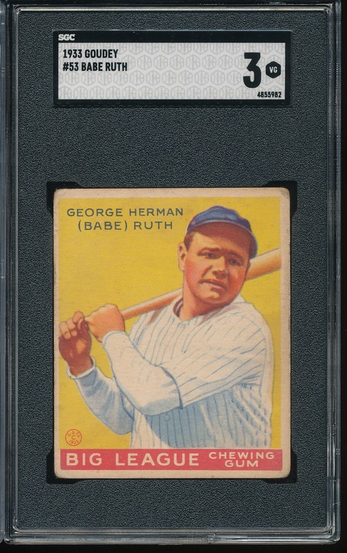 1933 Goudey Babe Ruth #53 SGC 3 - Yankees HOF