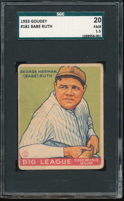 1933 Goudey Babe Ruth #181 SGC 1.5 - Yankees HOF