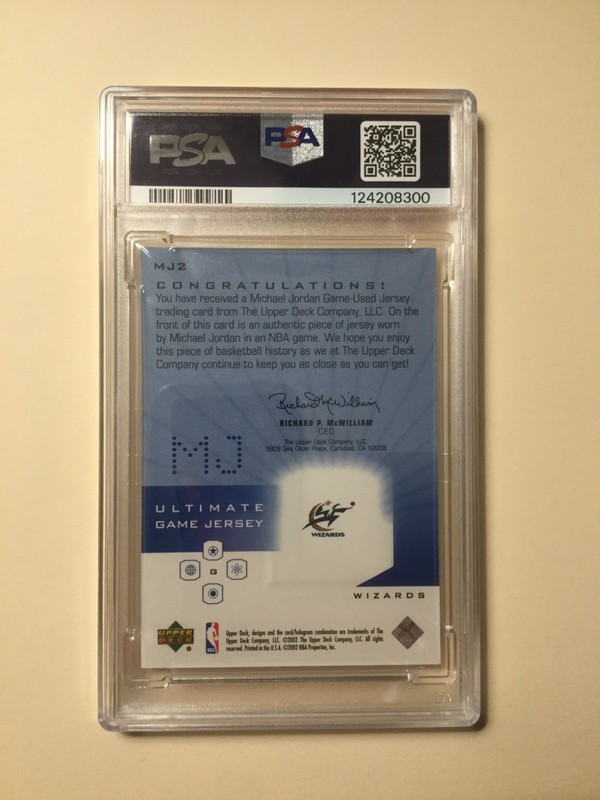 2001-02 Ultimate Collection Michael Jordan Game-Used Jersey # 153/250 PSA 7 NM view 2