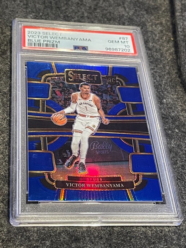 ROOKIE GEM MINT 2023-24 Panini Select Victor Wembanyama Blue Prizm #87 PSA 10