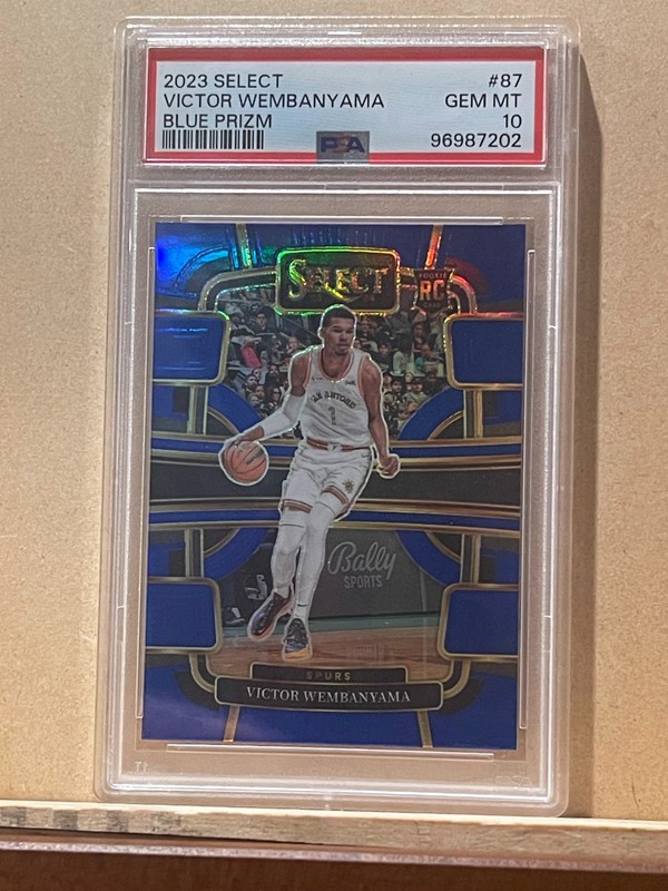ROOKIE GEM MINT 2023-24 Panini Select Victor Wembanyama Blue Prizm #87 PSA 10 view 2