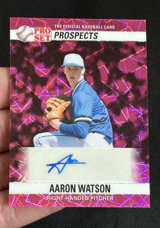 Aaron Watson Auto 1/1 Pink Lazer - 2026 Leaf Pro Set Baseball