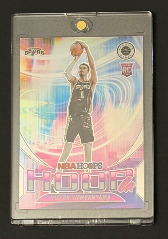 2023 NBA Hoops Premium Stock Victor Wembanyama RC Hoopla Silver Holo Prizm #5