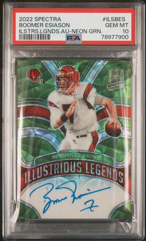 2022 Boomer Esiason Spectra Illustrious Legends Auto Neon Green PSA 10 POP 1/1