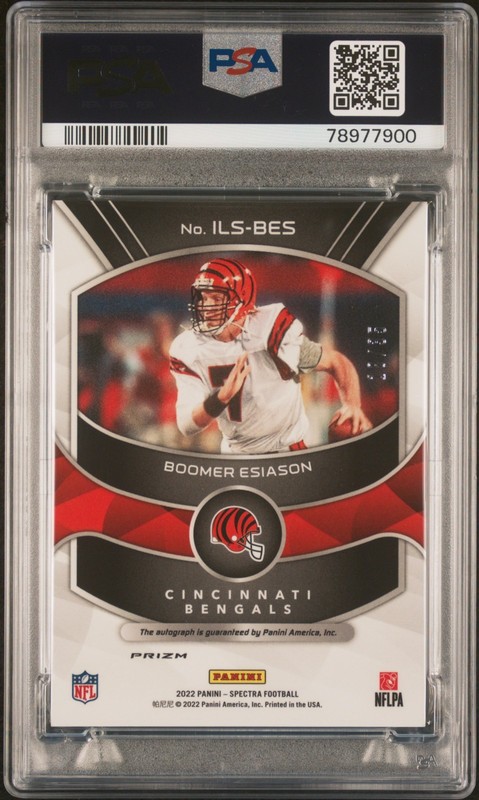 2022 Boomer Esiason Spectra Illustrious Legends Auto Neon Green PSA 10 POP 1/1 view 2