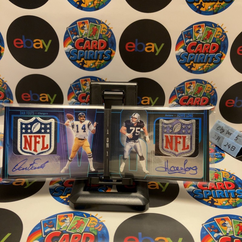 2025 Panini Dan Fouts Howie Long Platinum Holo NFL Shield Dual Logo Patch Auto