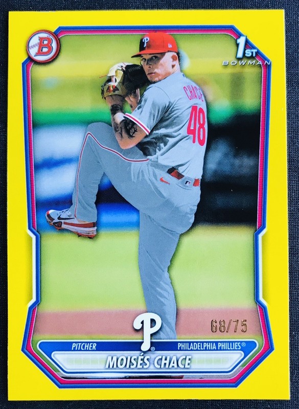 2026 Bowman Chrome Baseball Moises Chace Yellow Border 1st Prospect /75 Phillies
