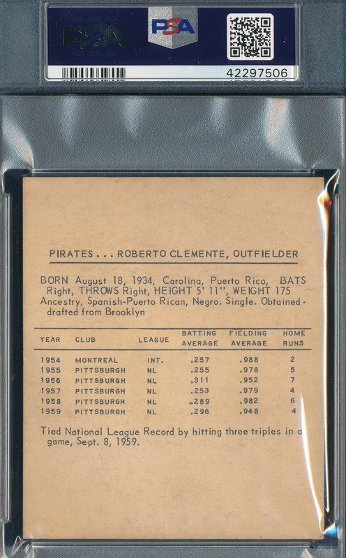 1960 Kahn's Wieners Roberto Clemente PSA 1 - tough card! view 2