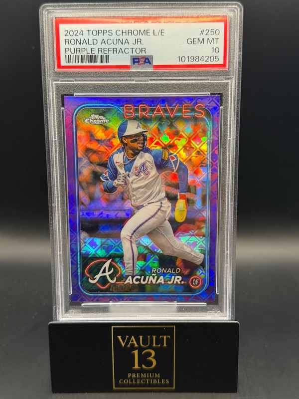 Ronald Acuna Jr 2024 Topps Chrome Purple Refractor /250 #250 PSA 10