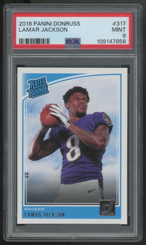 2018 Panini Donruss Lamar Jackson RC Rated Rookie #317 PSA 9