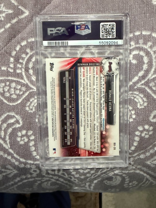 2018 Ronald Acuna Jr. Bowman Draft PSA 10 view 2