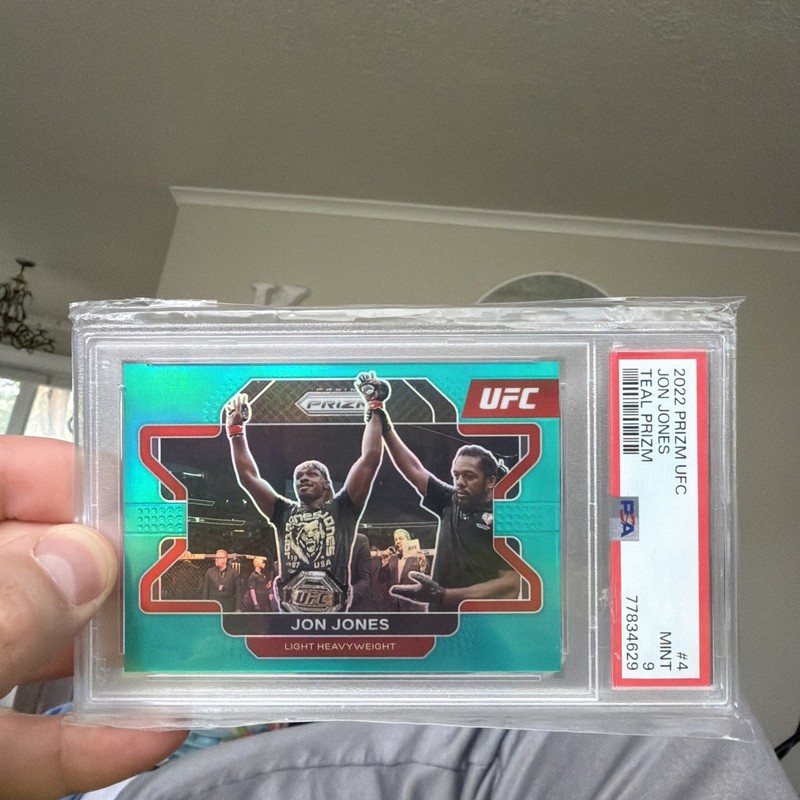 Jon Jones /49 Teal PSA 9 2022 Panini Prizm UFC view 2