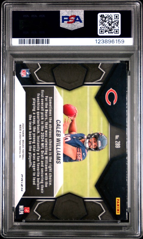 2024 Panini Mosaic Caleb Williams #289 Rookie PSA 9 view 2