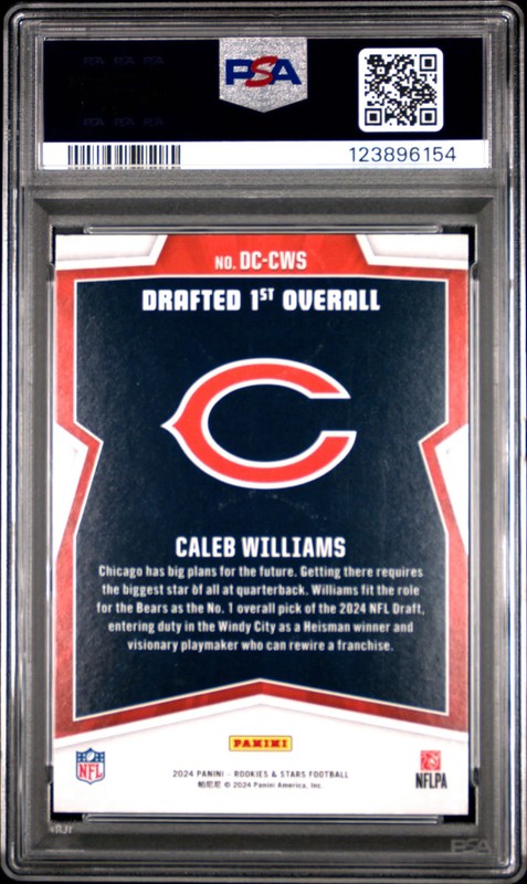2024 Panini Rookies & Stars Draft Class Caleb Williams #DCCWS Rookie PSA 9 view 2