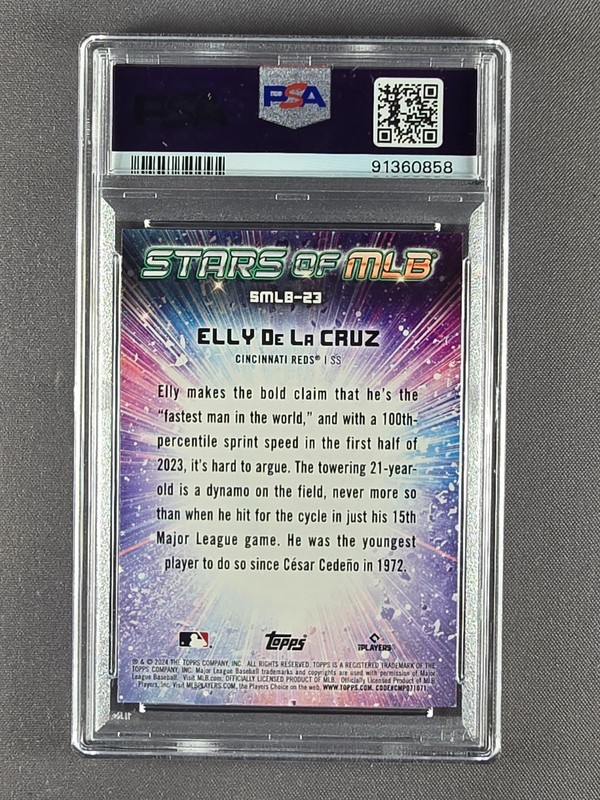2024 Topps Stars of MLB #SMLB-23 Elly De La Cruz PSA 10 Rookie Card RC view 2