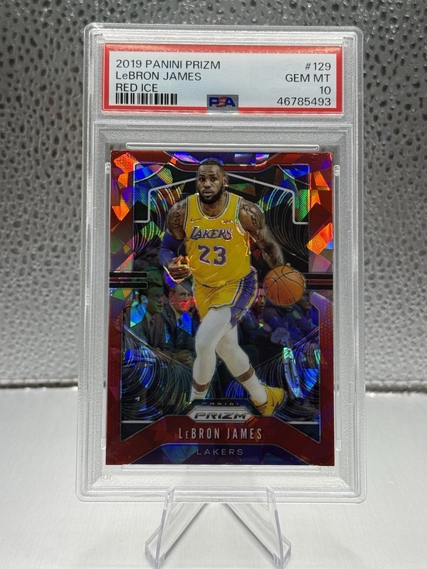 Panini 2019-20 Prizm LeBron James #129 Red Ice Prizm PSA 10 Lakers