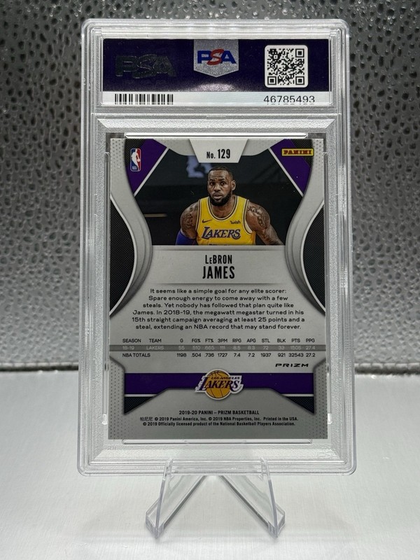 Panini 2019-20 Prizm LeBron James #129 Red Ice Prizm PSA 10 Lakers view 2