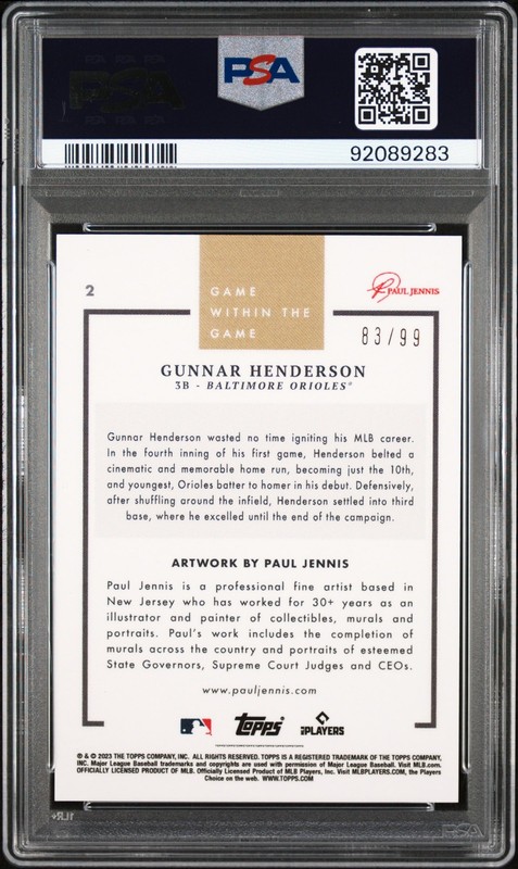 2023 Topps Game Within The Game #2 Gunnar Henderson Rainbow Foil /99 PSA 9 view 2