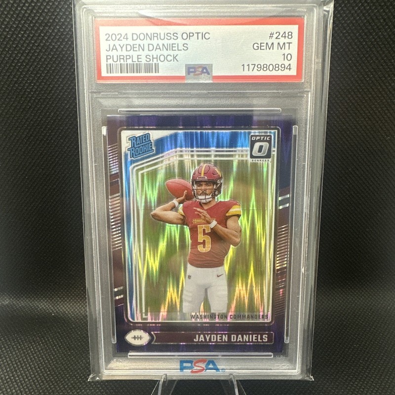2024 PANINI DONRUSS OPTIC PURPLE SHOCK #248 JAYDEN DANIELS ROOKIE RC PSA 10
