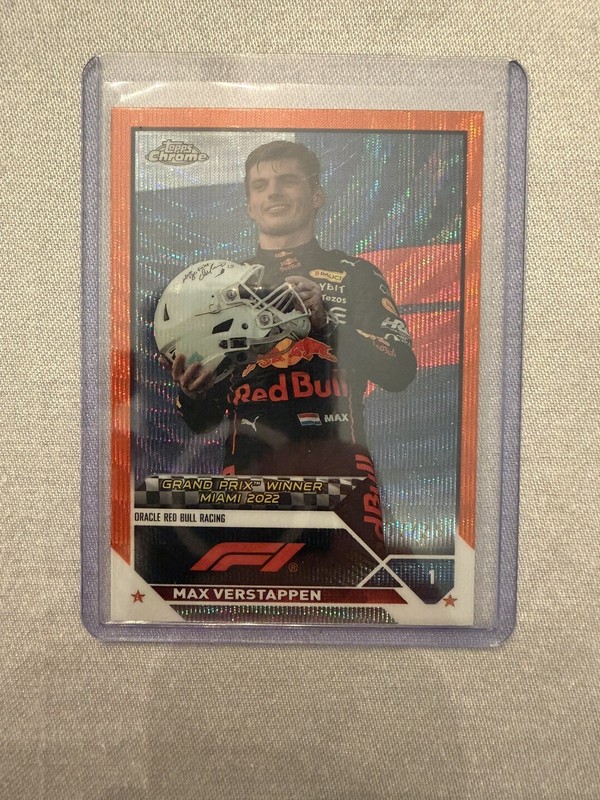 2023 Topps Chrome F1 Max Verstappen #1 Portrait Orange Wave Refractor 7/25 🔥