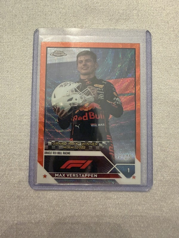 2023 Topps Chrome F1 Max Verstappen #1 Portrait Orange Wave Refractor 7/25 🔥 view 2