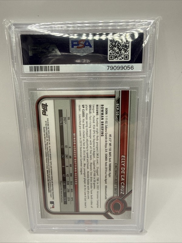 2022 1st Bowman Chrome Elly De La Cruz Mega Mojo Refractor Rookie #BCP-50 PSA 9 view 2