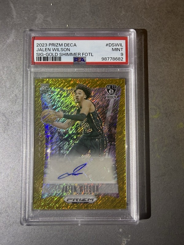 Jalen Wilson Rookie Auto Gold Shimmer Psa 9 From FOTL PRIZM DECA view 2