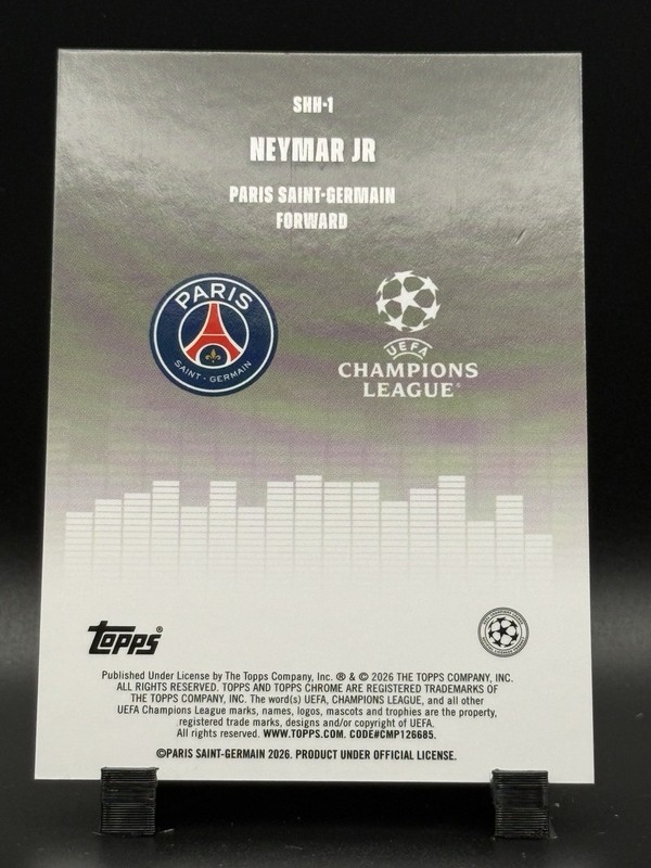 2025-26 Topps Chrome UCC - Neymar Jr /50 GOLD Refractor SSP Silenced PSG Brazil view 2