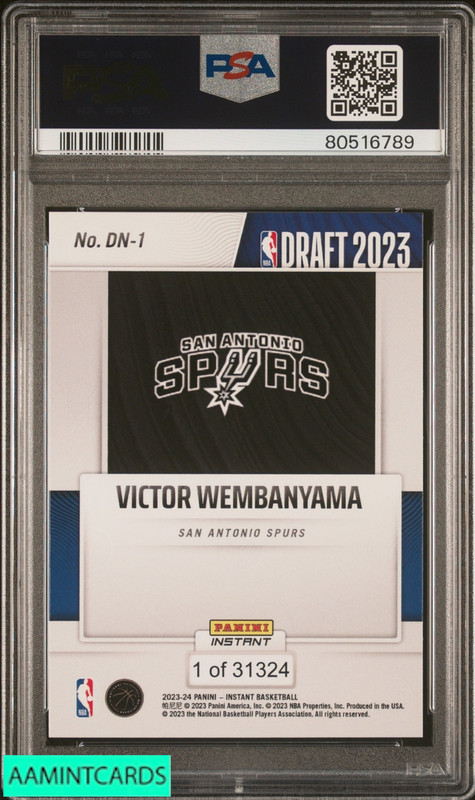 2023 PANINI INSTANT DRAFT NIGHT VICTOR WEMBANYAMA #DN1 ROOKIE RC PSA 10 GEM MT view 2