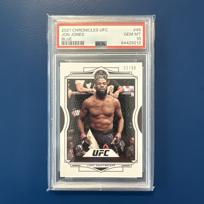 2021 PANINI CHRONICLES UFC #45 JON JONES LEGACY Blue /99 PSA 10 