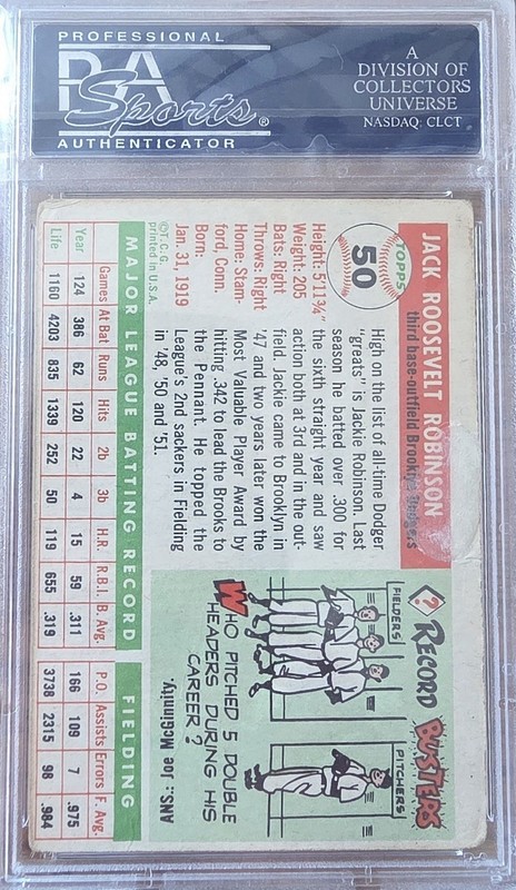 1955 Topps Jackie Robinson #50 PSA 1 Brooklyn Dodgers view 2