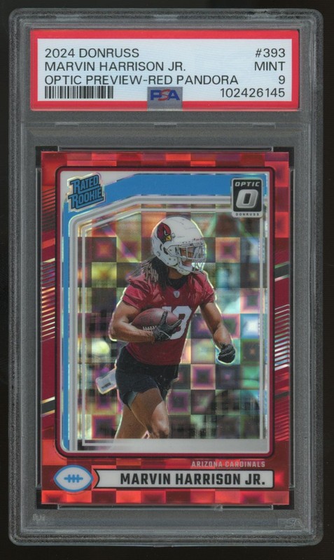 2024 Optic Preview Marvin Harrison Jr. RC Rated Rookie Red Pandora PSA 9