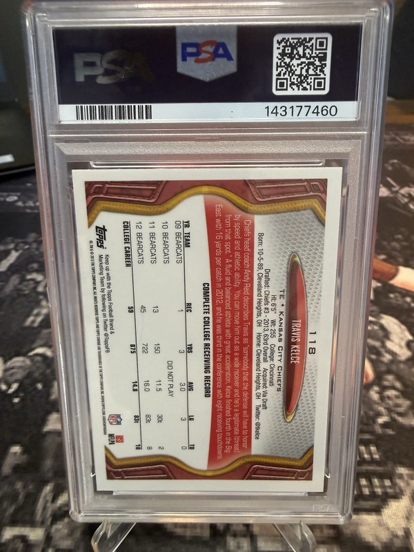 2013 Topps Chrome TRAVIS KELCE RC Rookie #118 CHIEFS PSA 9 MINT FAST SHIP W443 view 2