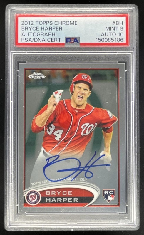 2012 Topps Chrome Rookie Autographs #BH Bryce Harper RC Auto PSA 9