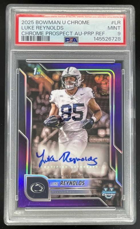 2025 Bowman Chrome University Purple #BCA-LR Luke Reynolds Auto /75 PSA 9