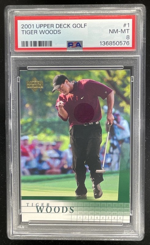 2001 Upper Deck #1 Tiger Woods RC PSA 8