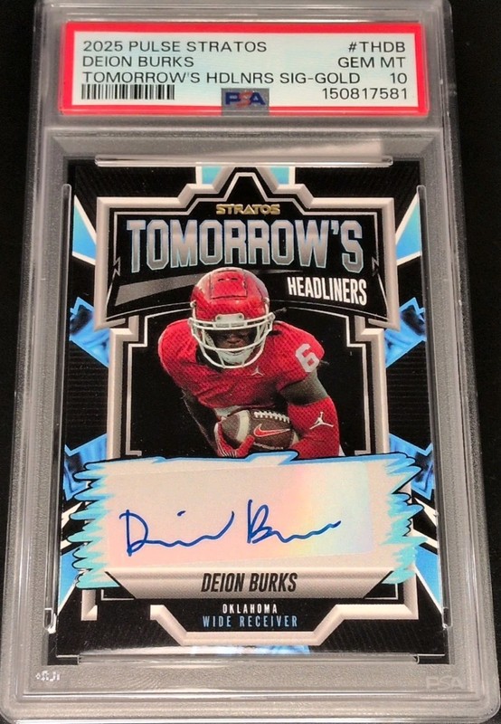PSA 10 POP 1 2025 Pulse Stratos Autograph Deion Burks #TH-DB /30 AU, RC COLTS