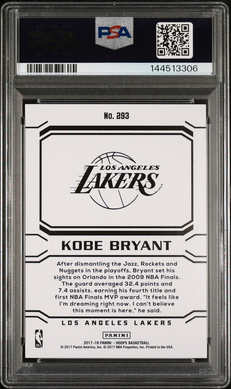 2017 Panini Hoops #293 Kobe Bryant PSA 10 CAREER TRIBUTE view 2