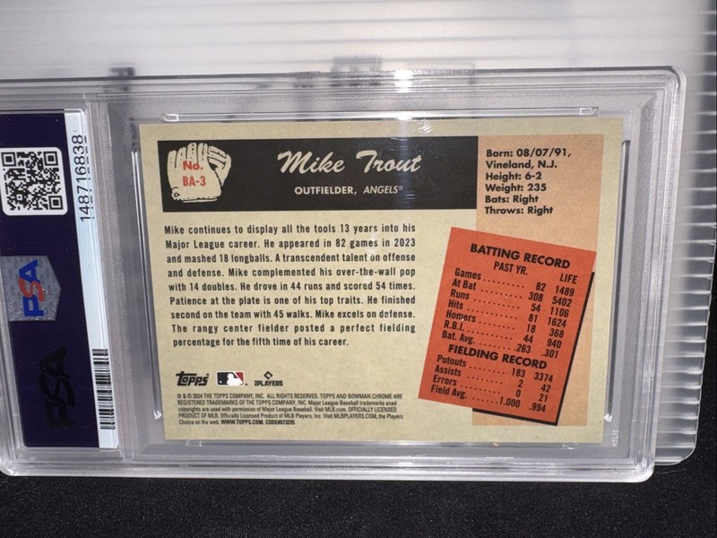 2024 Bowman 1955 Anime Mike Trout PSA 10 Los Angeles Angels #BA3 view 2
