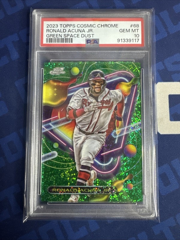 2023 Topps Chrome Cosmic Ronald Acuna Jr Green Space Dust /75 PSA 10 Braves