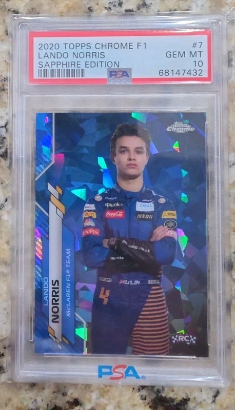2020 Topps Chrome Sapphire F1 Lando Norris RC Refractor Portrait PSA 10 McLaren