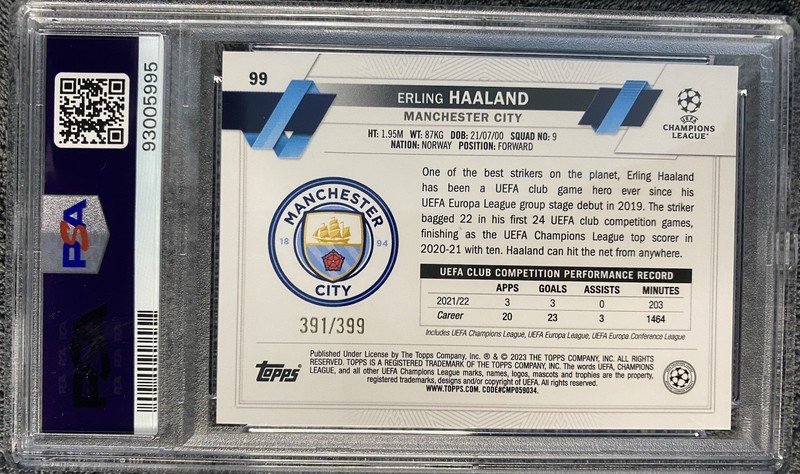 2022-23 Topps UEFA Club Competitions - Erling Haaland #99 Aqua Icy Foil /399 view 2