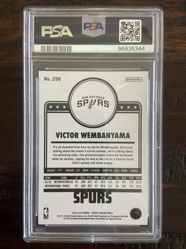 2023-24 Panini NBA Hoops Winter #298 Victor Wembanyama (RC) PSA 10 GEM MINT! view 2