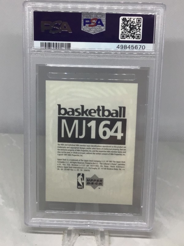 1997 UD International Stickers #MJ164 Michael Jordan PSA 9 view 2