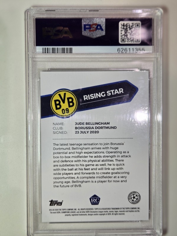2020-21 Topps On Demand UEFA Summer Signings - Jude Bellingham Rookie /50 PSA 10 view 2