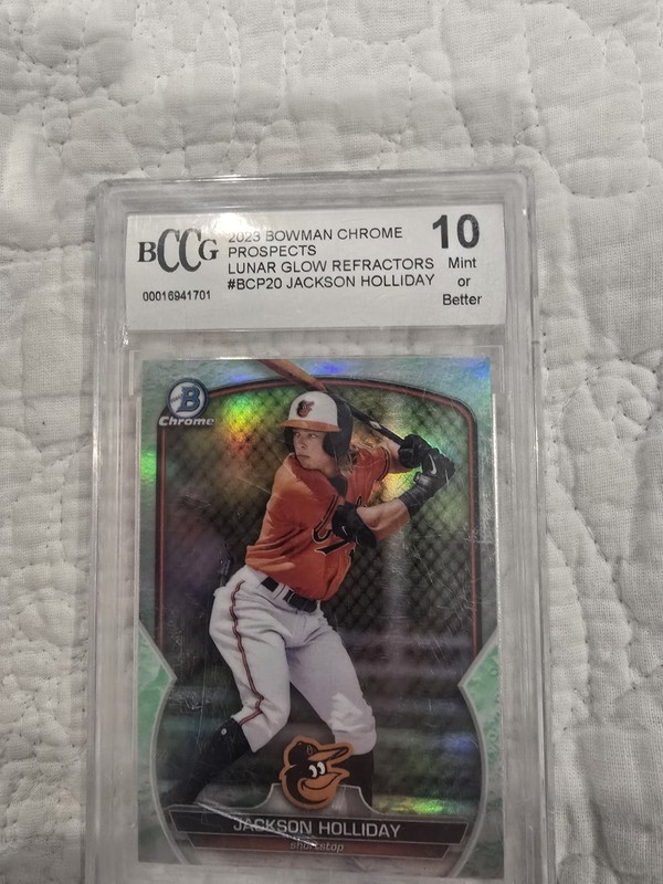 2023 Bowman BCP20 Jackson Holliday Chrome Pros-Lunar Glow Ref PSA Gem 10 Orioles