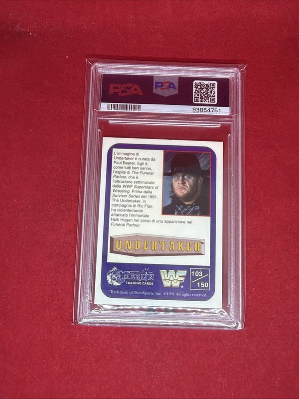 1991 Merlin WWF The Undertaker Italian Rookie Card #103 PSA 9 - WWE Wrestling view 2