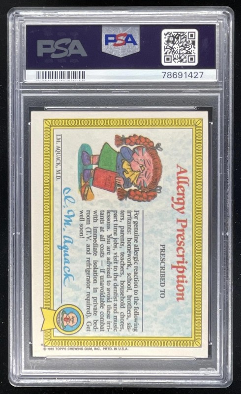 1985 Topps Garbage Pail Kids Stickers #3a Up Chuck PSA 8 view 2