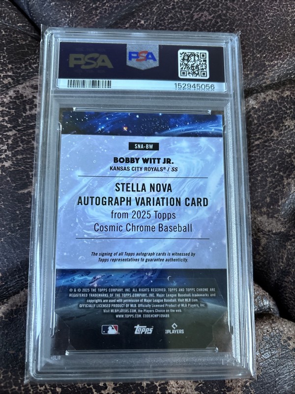 2025 Topps Chrome Cosmic BOBBY WITT JR. #SNA-BW Stella Nova On-Card Auto PSA 9 view 2