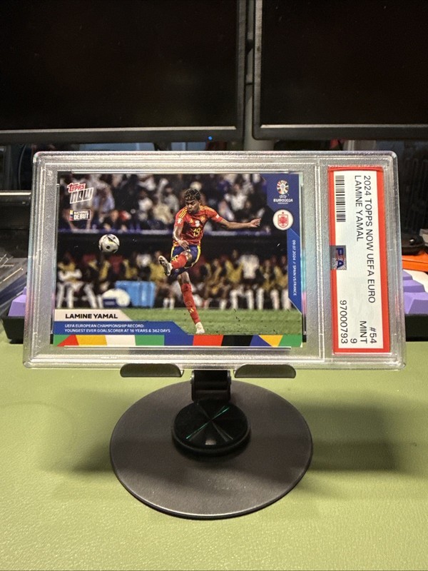 2023-24 TOPPS NOW UEFA #54 LAMINE YAMAL RC 16 Y/O YOUNGEST GOAL SCORER PSA 9!